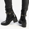 Madison Jonhsy Block Heel Gusset Boot With Stud - Black