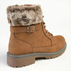 Madison Jordan Fur Collar Lace Up Boot - Brown