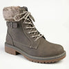 Madison Jordan Fur Collar Lace Up Boot - Charcoal