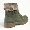 Madison Jordan Fur Collar Lace Up Boot - Khaki