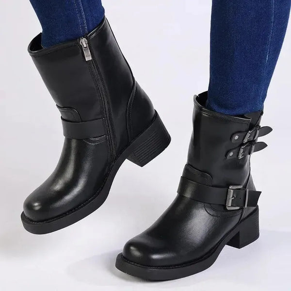 Madison Jorin 3 Buckle Biker Boot - Black
