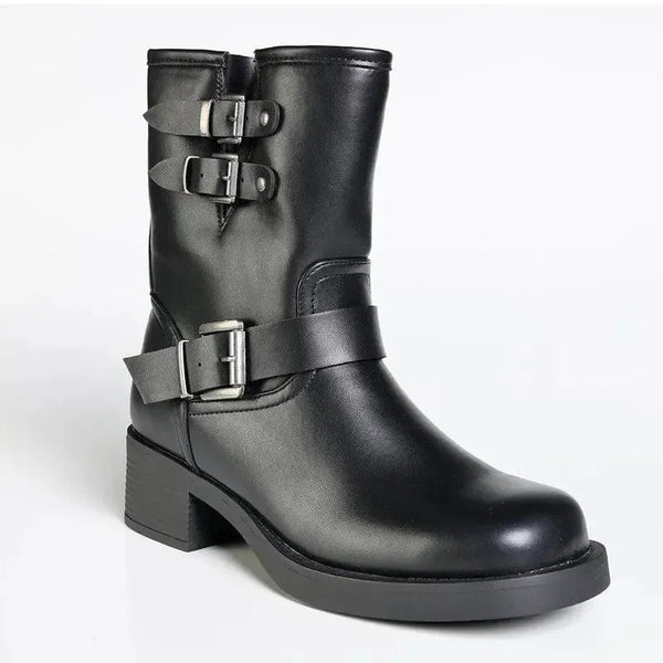 Madison Jorin 3 Buckle Biker Boot - Black