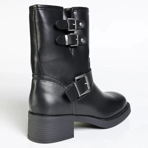 Madison Jorin 3 Buckle Biker Boot - Black