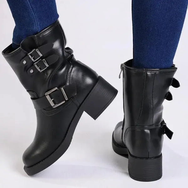 Madison Jorin 3 Buckle Biker Boot - Black