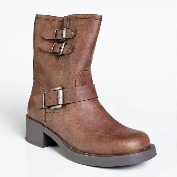 Madison Jorin 3 Buckle Biker Boot - Brown