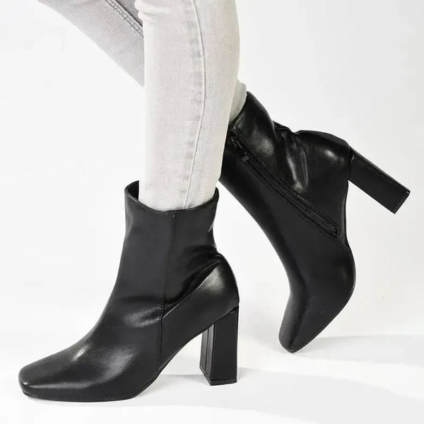 Madison Joy Block Heel Ankle Boot - Black