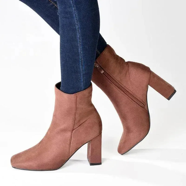 Madison Joy Block Heel Ankle Boot - Brown
