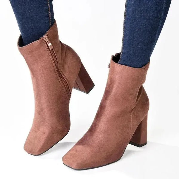 Madison Joy Block Heel Ankle Boot - Brown