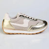 Madison Jullian Lace Up Sneaker With Side Panel - Gold/Beige