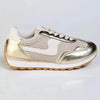 Madison Jullian Lace Up Sneaker With Side Panel - Gold/Beige