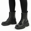 Madison Lace Up Combat Boots - Black