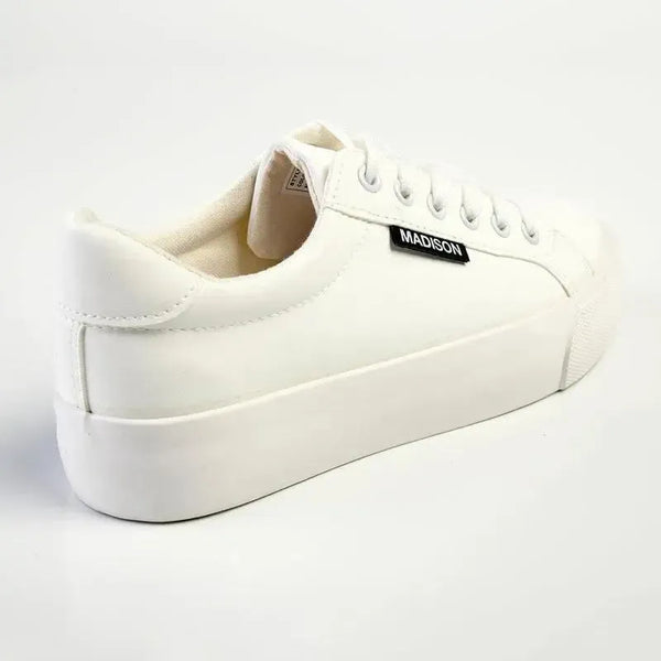 Madison Ladies Basic Lac Up Sneaker - White