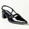 Madison Ladies Cross Strap Court Heel - Black