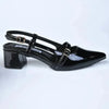 Madison Ladies Cross Strap Court Heel - Black