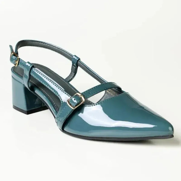 Madison Ladies Cross Strap Court Heel - Blue