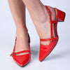 Madison Ladies Cross Strap Court Heel - Red