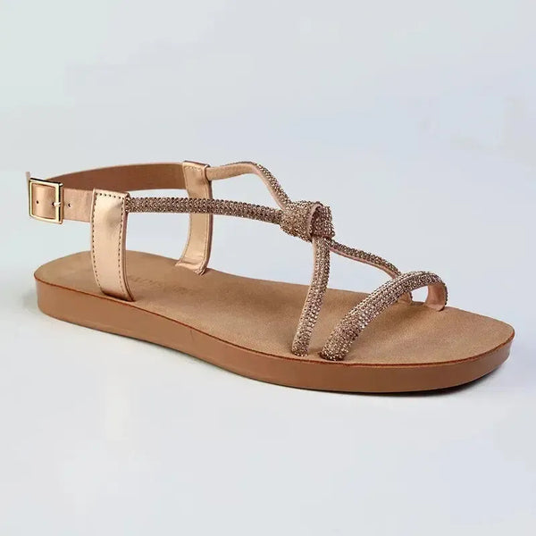 Madison Ladies Diamond Knot Flat Sandal - Rose Gold