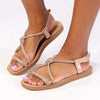 Madison Ladies Diamond Knot Flat Sandal - Rose Gold