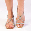 Madison Ladies Diamond Knot Flat Sandal - Silver