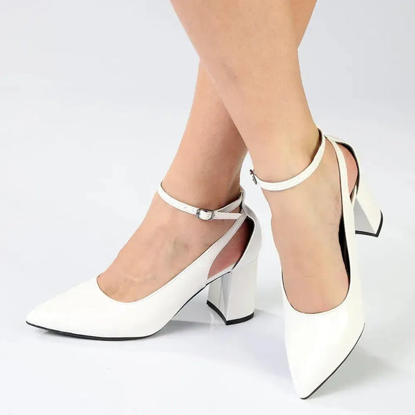 Madison Ladies Fashion Court Heel - White