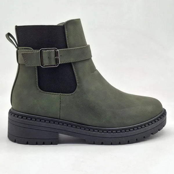 Madison Ladies Fashion Side Gusset Boot - Olive