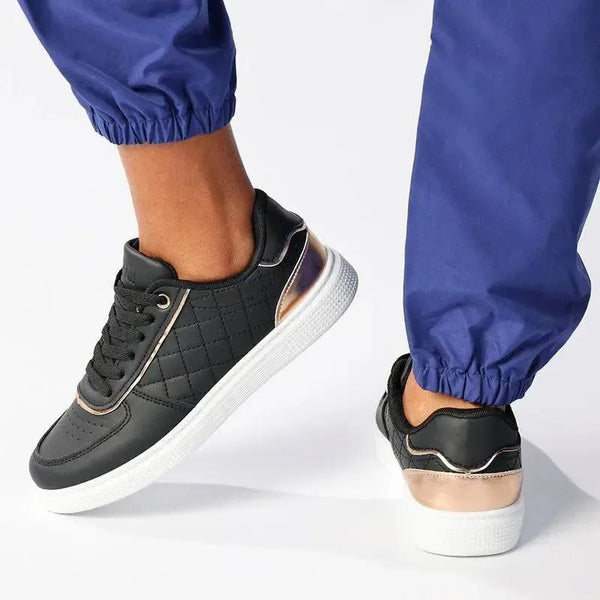 Madison Ladies High Fashion Cyprus Sneaker - Black/ Rose Gold