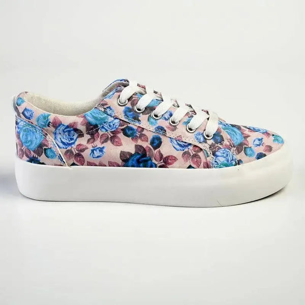 Madison Ladies Platform Floral 1 Sneaker - Pink Floral