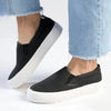 Madison Ladies Platform Slip On Sneaker - Black/White Sole