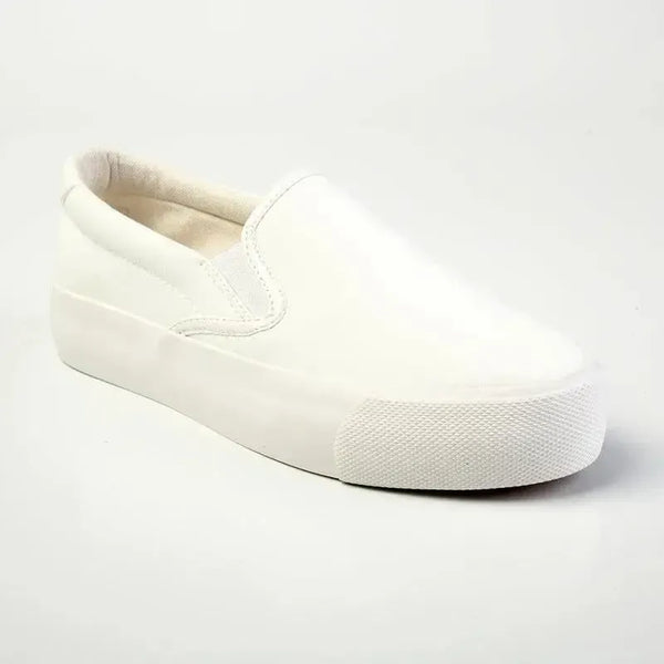 Madison Ladies Platform Slip On Sneaker - White