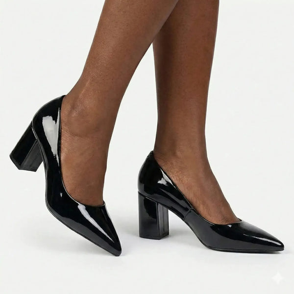 Madison Ladies Pointed Toe Formal Court - Black Patent