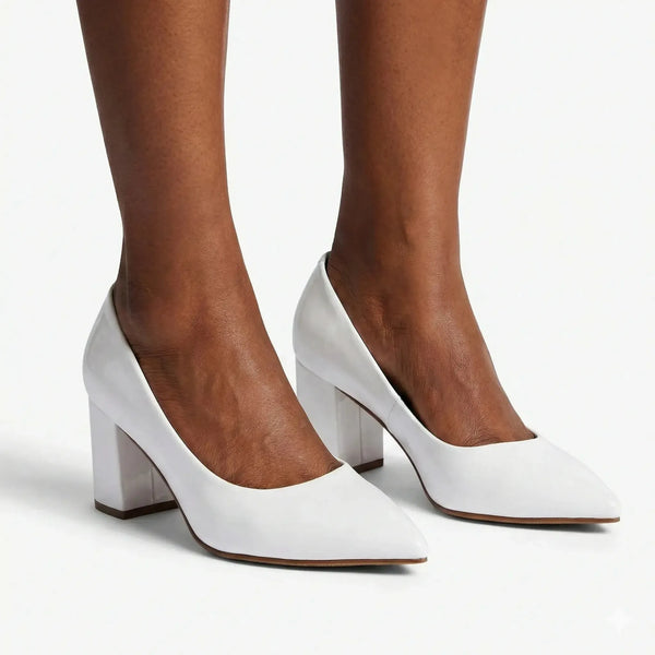 Madison Ladies Pointed Toe Formal Court - White Patent