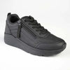 Madison Ladies Side Zip Detailed Sneaker - Black Mono