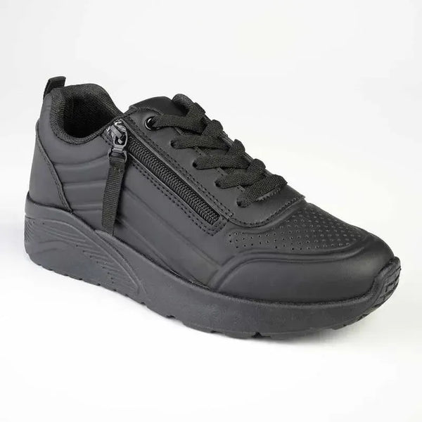 Madison Ladies Side Zip Detailed Sneaker - Black Mono