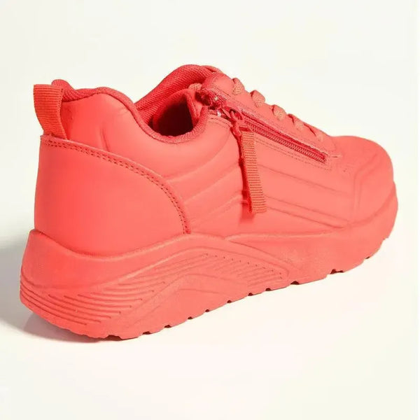 Madison Ladies Side Zip Detailed Sneaker - Red