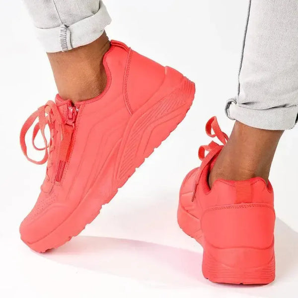 Madison Ladies Side Zip Detailed Sneaker - Red