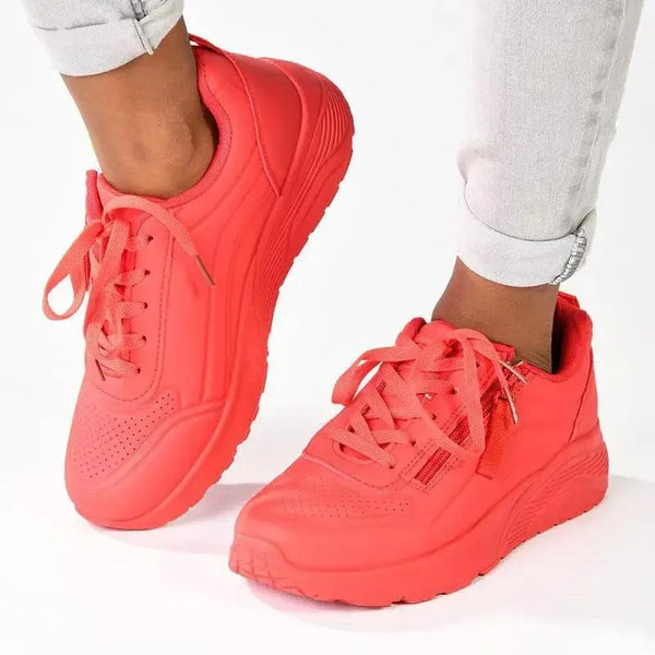 Madison Ladies Side Zip Detailed Sneaker - Red
