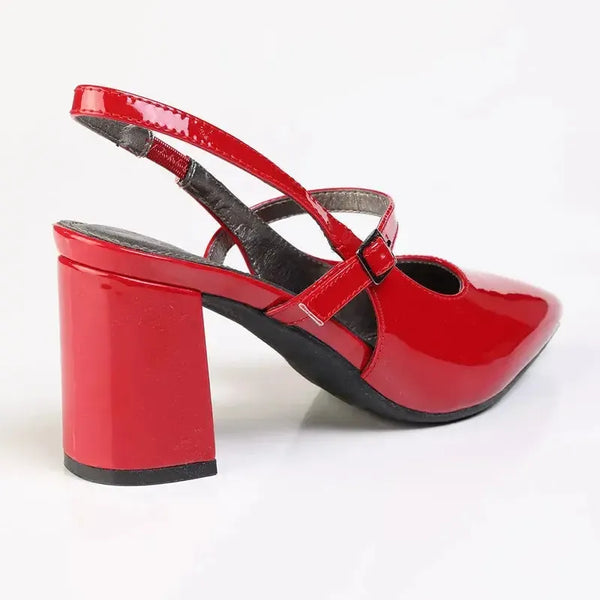 Madison Ladies Slingback Fashion Court Heel - Red