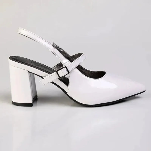 Madison Ladies Slingback Fashion Court Heel- White