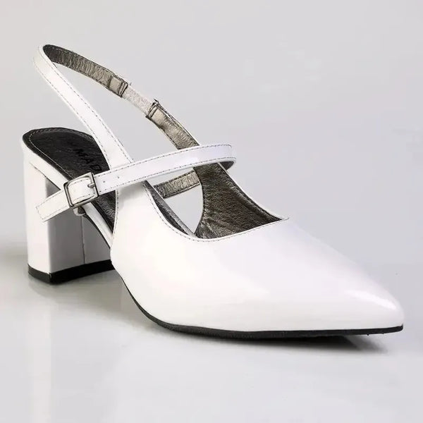 Madison Ladies Slingback Fashion Court Heel- White