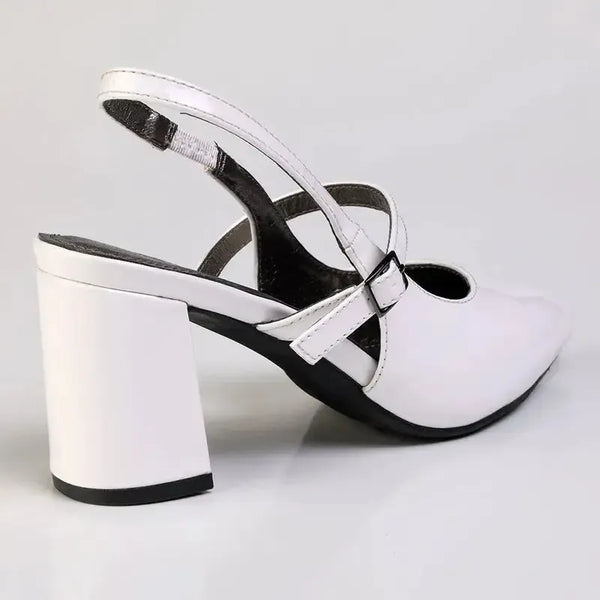 Madison Ladies Slingback Fashion Court Heel- White