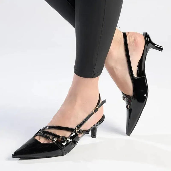 Madison Lameez 4 Kitten Heel - Black