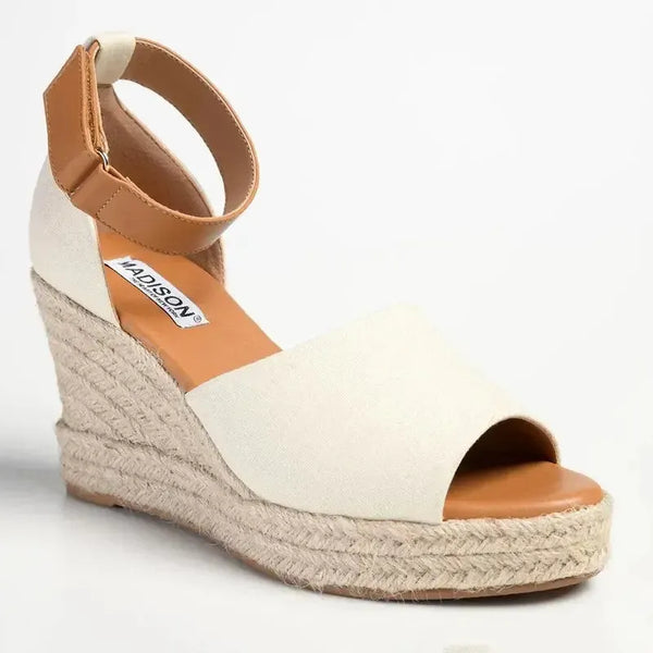 Madison Laura 2 Full Vamp Espadrille Wedge Sandal - Natural / Tan