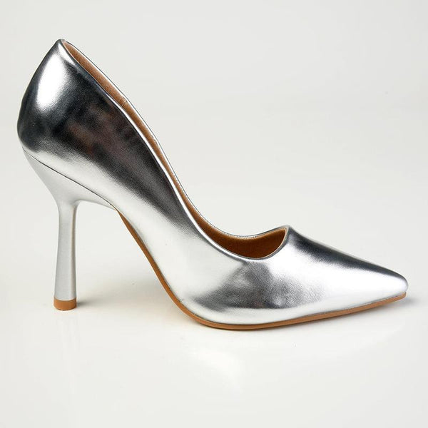 Madison Lila 5 Basic Court Hourglass Heel - Silver-Madison Heart of New York-Buy shoes online