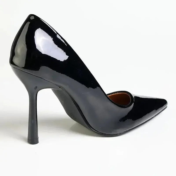 Madison Lila 6 Hourglass Court Heel - Black Patent