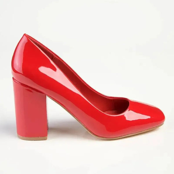 Madison Louise Block Heel Court - Dark Red