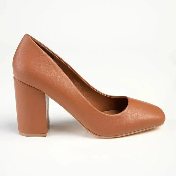 Madison Louise Block Heel Court - Tan