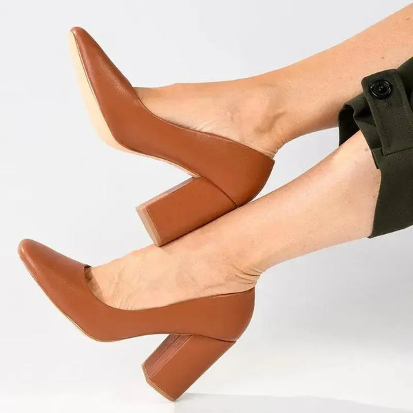 Madison Louise Block Heel Court - Tan