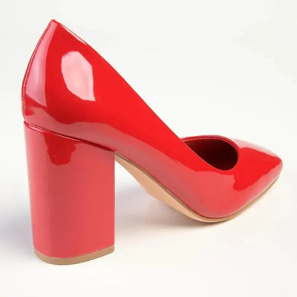 Madison Louise Block Heel - Dark Red