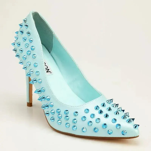 Madison Lush Studded Court Heels - Blue