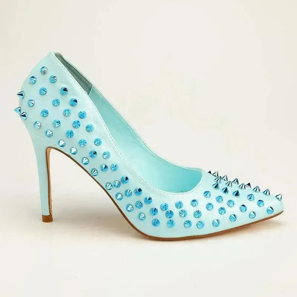 Madison Lush Studded Court Heels - Blue